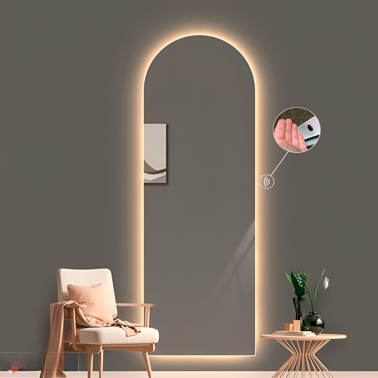 Sensor brytare Modern oval spegel med mjuk belysning och förstoringsspegel